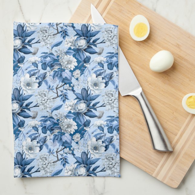 Blue and White Chinoserie Series Design 3 Kitchen Towel (Quarter Fold)