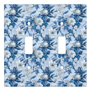 Blue and White Chinoserie Series Design 3 Light Switch Cover