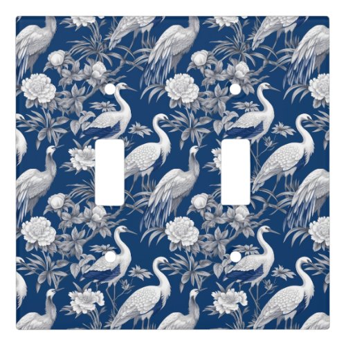 Blue and White Chinoserie Series Design 7 Light Switch Cover