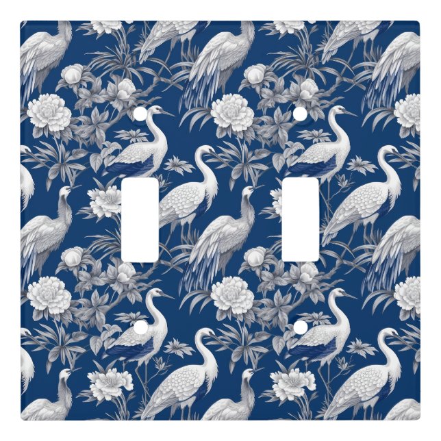 Blue and White Chinoserie Series Design 7 Light Switch Cover (Front)
