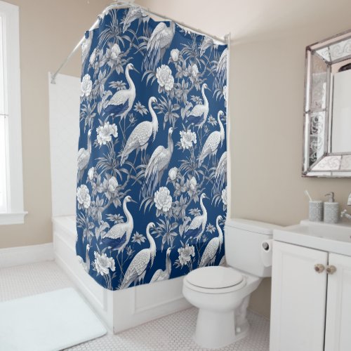 Blue and White Chinoserie Series Design 7 Shower Curtain