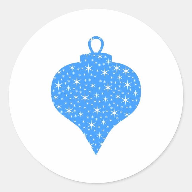 Blue and White Christmas Bauble Design. Classic Round Sticker (Front)