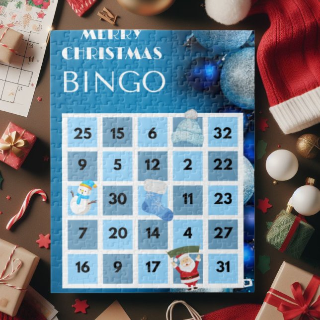 Blue And White Christmas Bingo Jigsaw Puzzle (Creator Uploaded)
