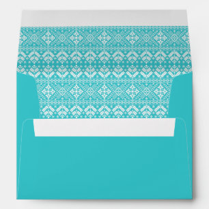 Blue and White Christmas Fair Isle Pattern Envelope