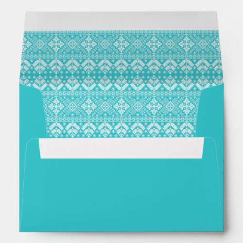 Blue and White Christmas Fair Isle Pattern Envelope