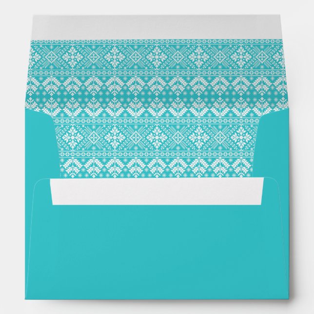 Blue and White Christmas Fair Isle Pattern Envelope (Back (Bottom))