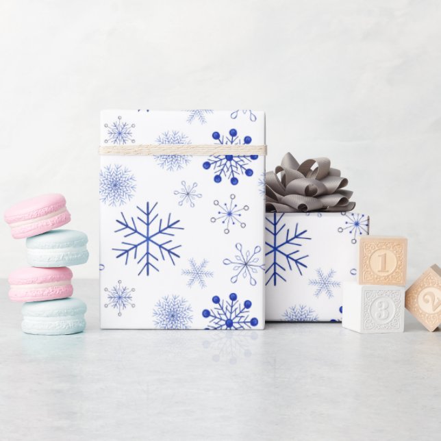 Blue and white christmas gift wrapping paper (Baby Shower)