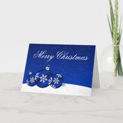 Blue and White Christmas Snowflake Ornaments Holiday Card