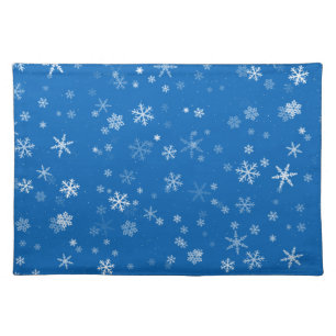 Blue and White Christmas Snowflake Pattern Cloth Placemat