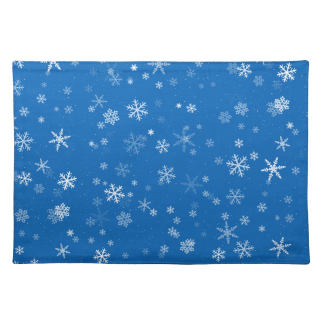 Blue and White Christmas Snowflake Pattern Cloth Placemat (Front)