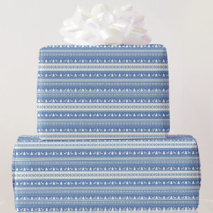 Blue and White Christmas Sweater Pattern Wrapping Paper
