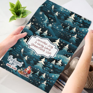 Blue and White Christmas Trees Santa Claus Envelope Mailers