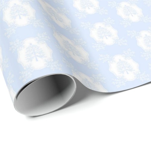 Blue and White Christmas Trees  Wrapping Paper