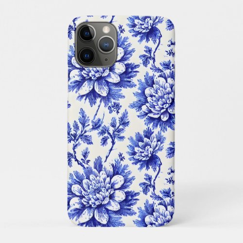 Blue and White Chrysanthemum French Country Decor iPhone 11 Pro Case