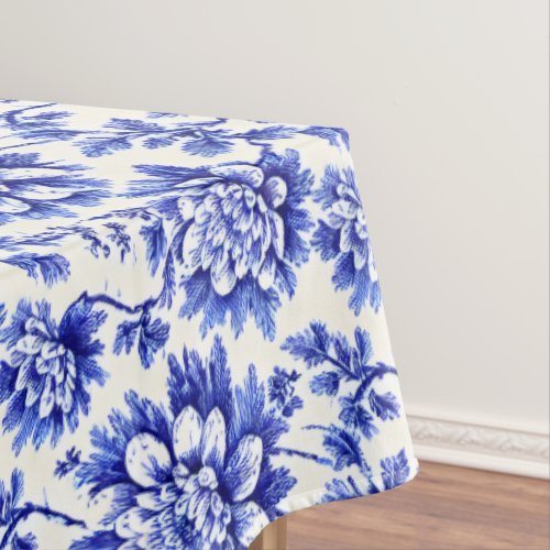Blue and White Chrysanthemum French Country Decor Tablecloth
