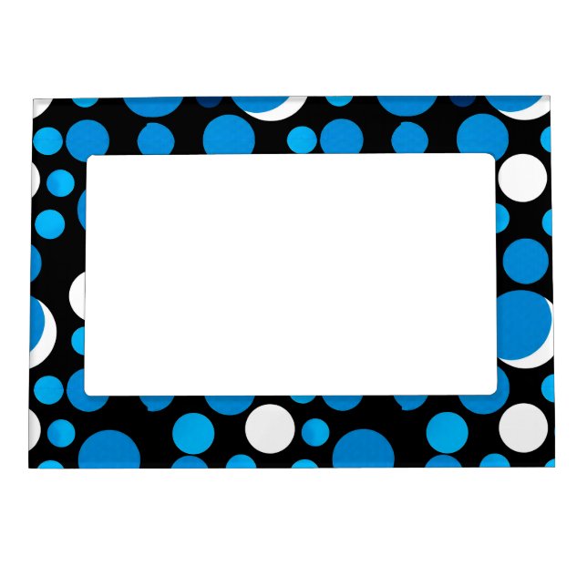Blue and White Circles Pattern Magnetic Frame (Front)