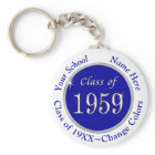 Blue and White Class of 1959 Customizable Keychain