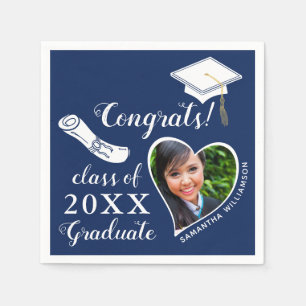Blue and White Class of 2025 Graduate Graduation Napkins