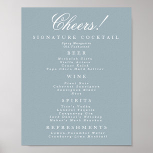 Blue and White Classic Bar Menu Poster