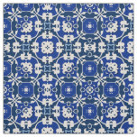 Blue and White Classic Elegant Damask Pattern  Fabric