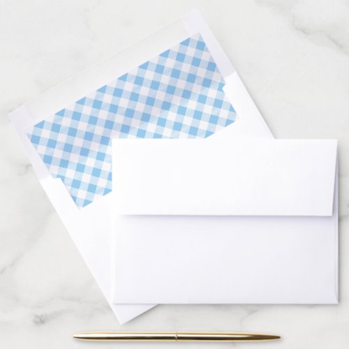 Blue and White Classic Gingham Pattern Envelope Liner