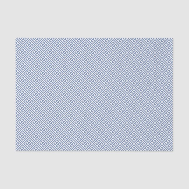 Blue And White Classic Greek Key Pattern Tissue Paper (Front)
