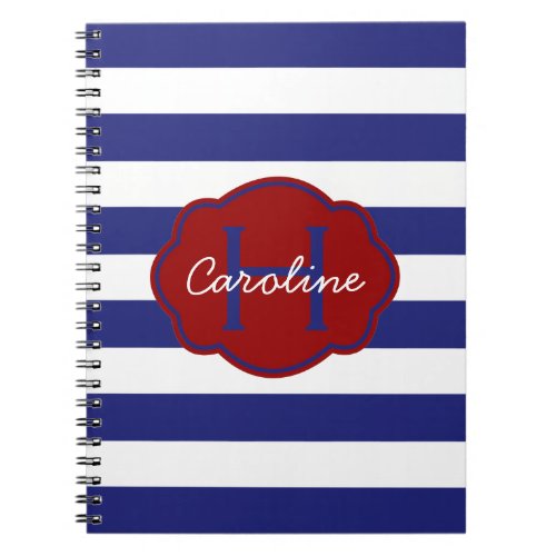 Blue and White Classic Horizontal Stripe Notebook