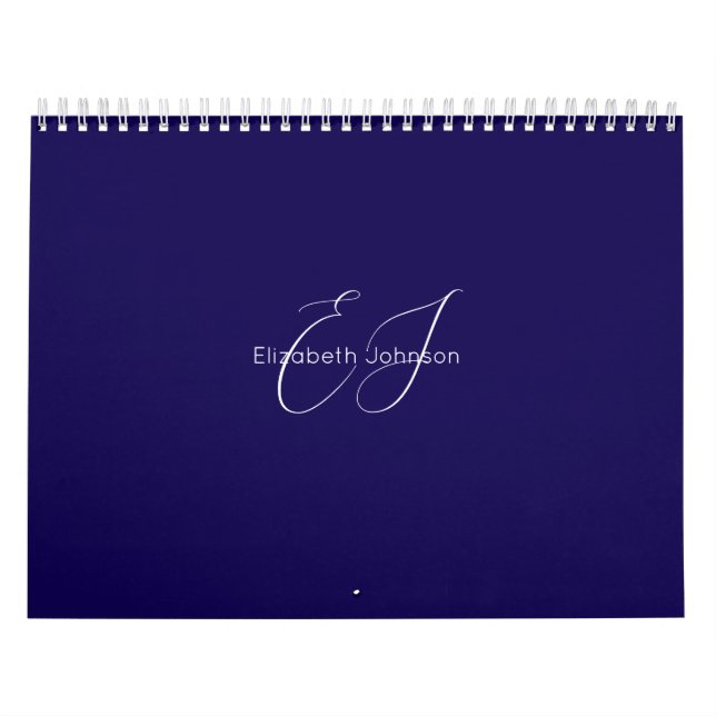 blue and white classic minimalist name customized calendar (Cover)