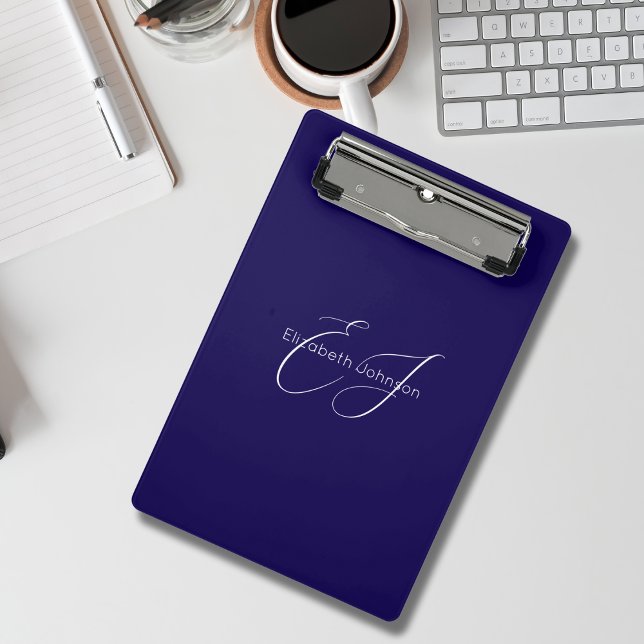 blue and white classic minimalist name customized mini clipboard (Creator Uploaded)