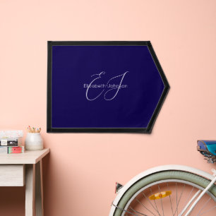 blue and white classic minimalist name customized pennant