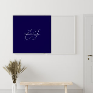 blue and white classic minimalist name customized poster