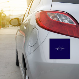 blue and white classic minimalist name monogram car magnet