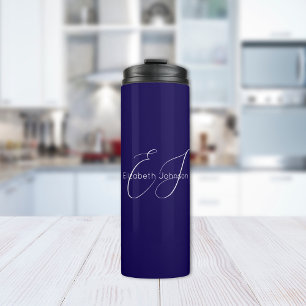 blue and white classic name customized thermal tumbler