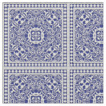 Blue and White Classic Tile Pattern Fabric