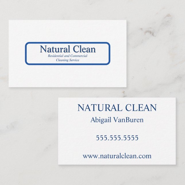 Blue and White Cleaning Housekeeping Adaptable Business Card (Front/Back)