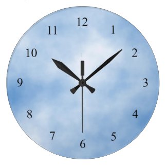 Blue and White Cloudy Day Kitchen Wall Clock