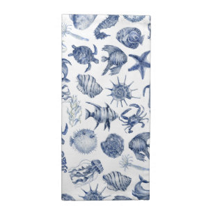 Blue and White Coastal Kitchen Towel Cloth Napkin