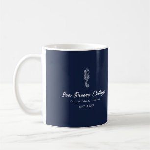 Blue and White Coastal Seahorse Coffee Mug