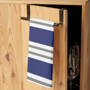 Blue and White Coastal Stripes Kitchen Towel