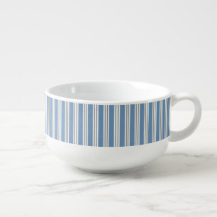 Blue and White Coastal Stripes Soup Mug