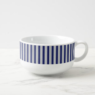 Blue and White Coastal Stripes Soup Mug