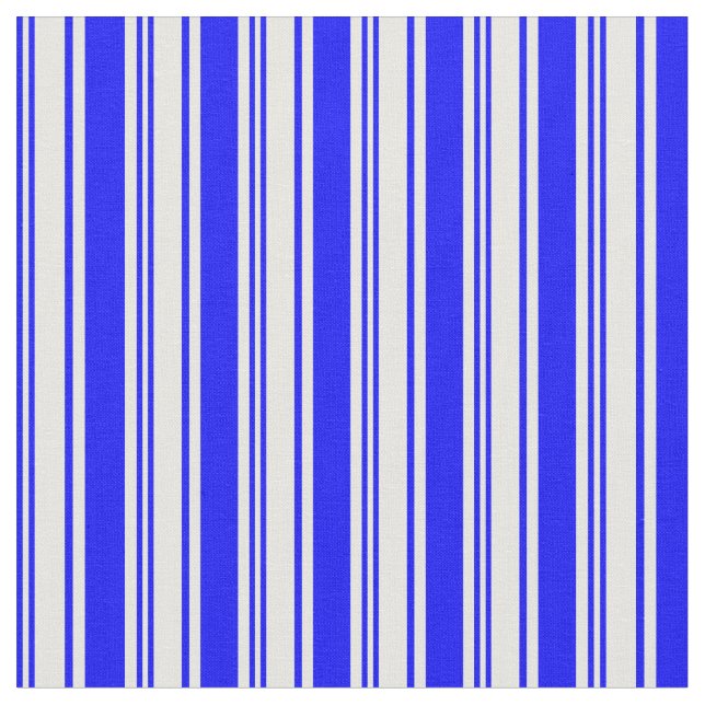 Blue and White Colored Lined Pattern Fabric (Close Up)