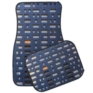 Blue and white concrete building car floor mat