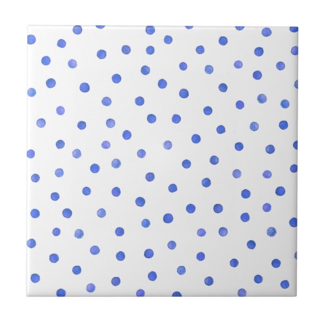 Blue and White Confetti Dots Pattern Tile (Front)