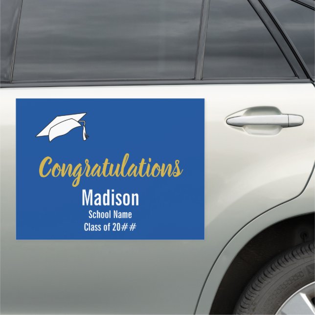 Blue and White Congratulations to the Graduate Car Magnet (In Situ)