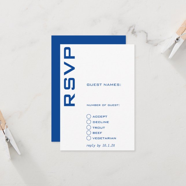 Blue and White Contemporary  Invitation (Front/Back In Situ)