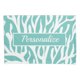 Blue and white coral reef print bedroom pillowcase