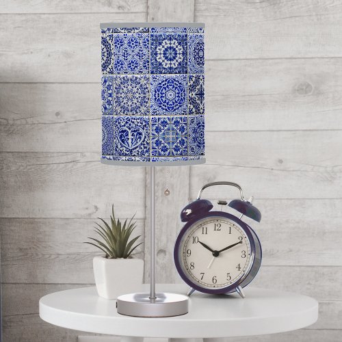 Blue and White Country Cottage Tiles _ Raised Look Table Lamp