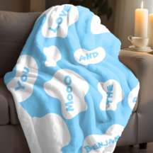 Blue and white Cow print Aesthetic