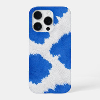 blue and white cow skin texture iPhone 16 pro case